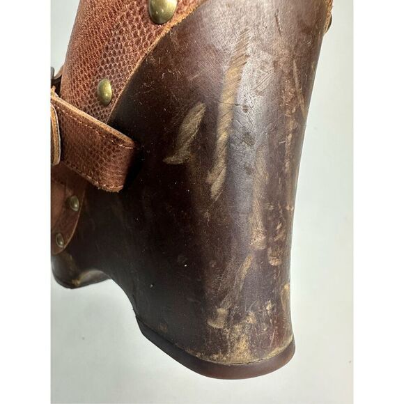 UGG Australia Women's Size 7 Brown Lizard Embossed Leather Ankle Boots See Note - Picture 12 of 16